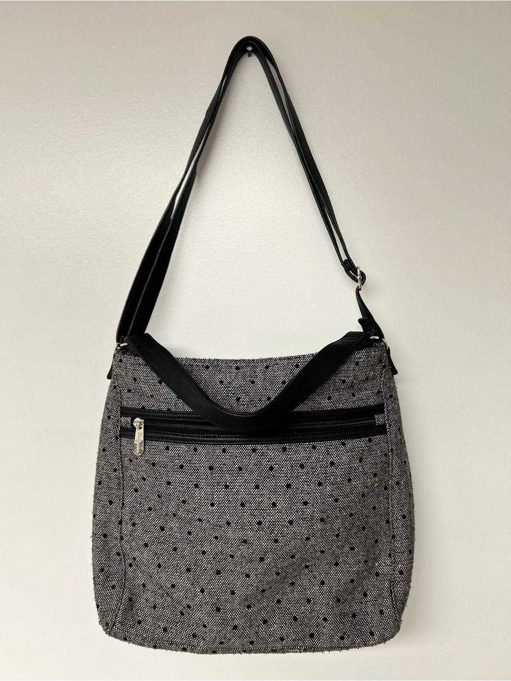 Thirty One Black Tweed Patterned Crossbody Shoulder Bag
